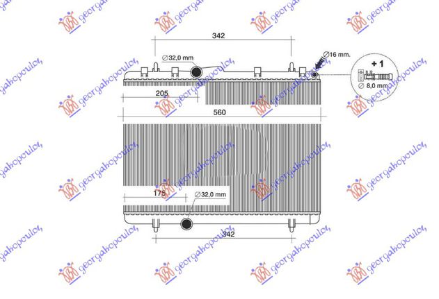 Ψυγειο Νερου 1.6-2.0 Hdi Πετρελαιο +/-A/C Μηχανικο (380x549) Citroen C5 04-08 - 020806360