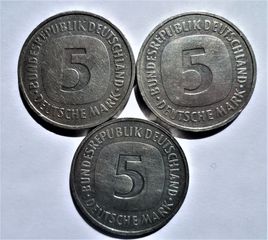 ΓΕΡΜΑΝΙΑ / GERMANY 5 mark 1975-2001 (3 διαφορετικά κέρματα)