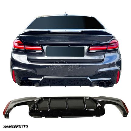 Diffuser Πίσω Προφυλακτήρα Για Bmw 5 G30/G31 17+ M-Packet Γυαλιστερό Μαύρο Με 2 Διπλές Τρύπες Εξάτμισης Αριστερά & Δεξιά Από Abs Πλαστικό 1 Τεμάχιο