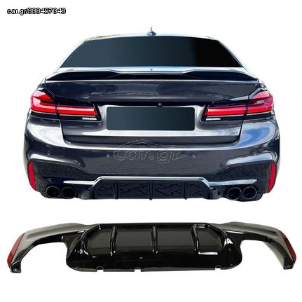 Diffuser Πίσω Προφυλακτήρα Για Bmw 5 G30/G31 17+ M-Packet Γυαλιστερό Μαύρο Με 2 Διπλές Τρύπες Εξάτμισης Αριστερά & Δεξιά Από Abs Πλαστικό 1 Τεμάχιο