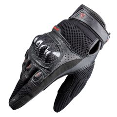 Γάντια Nordcode Air Tech-r EN 13594 μαύρο-κόκκινο+δερμα-thumb-2