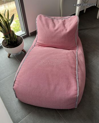 Πούφ πολυθρόνα, υφασμάτινο, ροζ, γεμιστό 120x80x30 (ΜxΠxΥ)