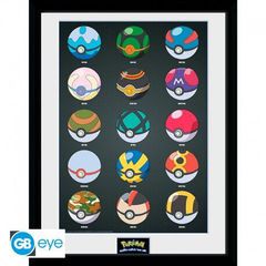 POKEMON - Framed print Pokeballs (30x40)
