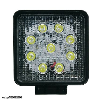 Προβολέας LED Εργασίας Τετράγωνος 27W 10-30V 3780lm 30° Αδιάβροχος IP65 Ψυχρό Λευκό 6000k GloboStar 10000