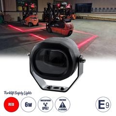 GloboStar® 85426 E9 Mark Forklift Safety Lights - Φώτα Προειδοποίησης & Διαγράμμισης Ασφαλείας για Περονοφόρα - Κλάρκ LED 6W DC 9-80V Αδιάβροχο IP67 Κόκκινο Μ7 x Π8 x Υ5.5cm