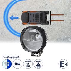 GloboStar® 85429 E9 Mark Forklift Safety Lights - Φώτα Προειδοποίησης & Διαγράμμισης Ασφαλείας για Περονοφόρα - Κλάρκ LED 10W DC 9-80V Αδιάβροχο IP67 Μπλε & Ψυχρό Λευκό 6000K Μ12.5 x Π10 x Υ6.