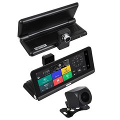 GloboStar® 86060 DVR FHD1080p Καταγραφικό Οχημάτων Smart με Οθόνη 8" Inches - WiFi - 4G Android 8.1OS - Sim Card Slot - GPS Navigator - Bluetooth - RAM2GB+ROM32GB - FM Transmitter - Dual Camera F