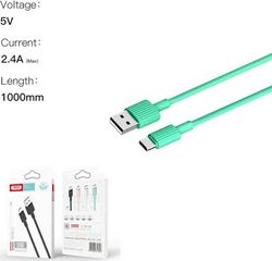 XO NB156 Πράσινο USB 2.0 Cable USB-C male - USB-A male 1m*