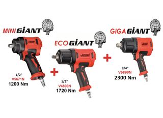 Αερόκλειδο 1/2” ΜΙΝΙ 120 kg + Αερόκλειδο 1/2” 172 kg + Αερόκλειδο 3/4" 230 kg HAZET-VIGOR