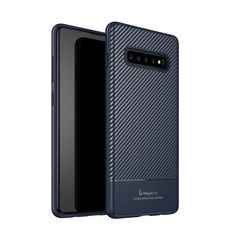 Θήκη Samsung Galaxy S10 Plus IPAKY Carbon Fiber Πλάτη TPU μπλε