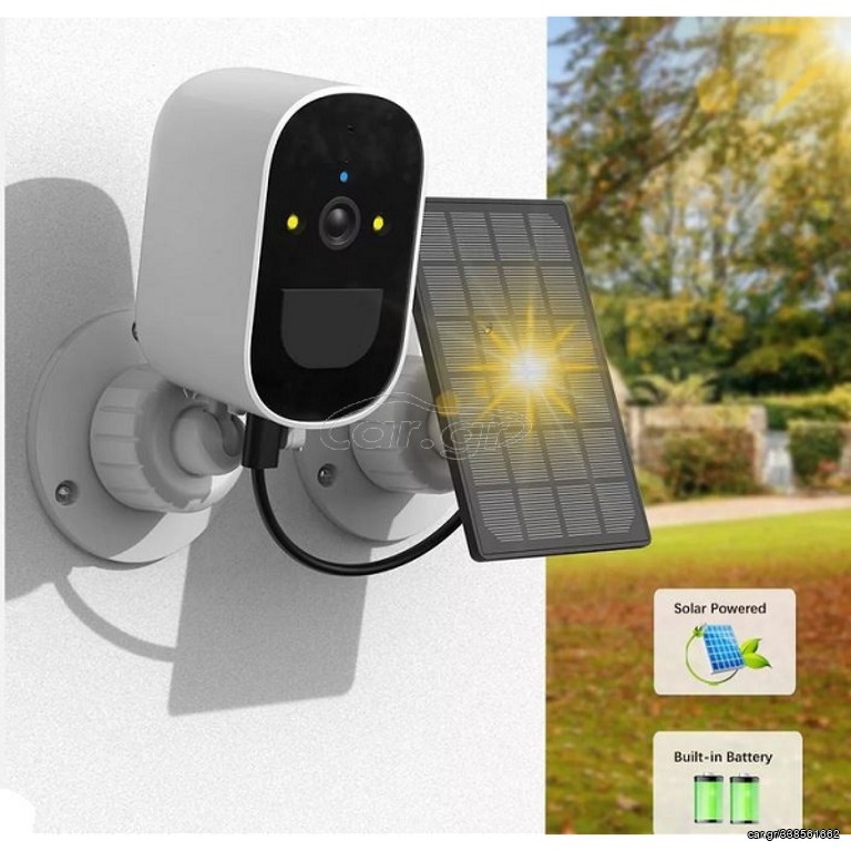 ΑΣΥΡΜΑΤΗ ΗΛΙΑΚΗ IP ΚΑΜΕΡΑ ΑΣΦΑΛΕΙΑΣ WIFI 1080P JORTAN JT-8185XM-2T ΛΕΥΚΟ