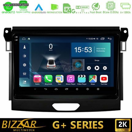 Bizzar G+ Series Ford Ranger 2017-2022 8core Android12 6+128GB Navigation Multimedia Tablet 9"