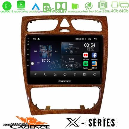 Cadence X Series Mercedes C Class (W203) 8core Android12 4+64GB Navigation Multimedia 9" (Wooden Style)