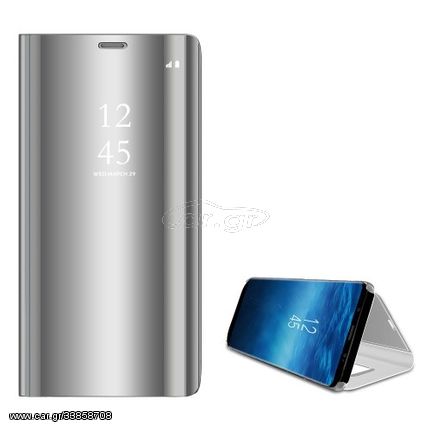 Θήκη SAMSUNG Galaxy S9 OEM Clear View & Mirror Surface με βάση στήριξης Flip Window δερματίνη ασημί