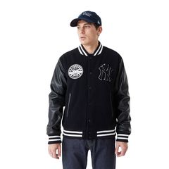 NEW ERA NEW YORK YANKEES MLB LARGE LOGO VARSITY JACKET BLACK 60416325 60416325