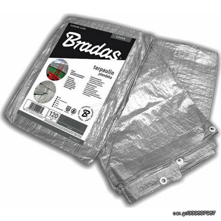 Bradas Μουσαμάς Aδιάβροχος με Κρίκους 120gr/m² 3Χ5 Ασημί