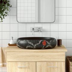 Νιπτήρας Οβάλ Μαύρος 59 x 40 x 15 εκ. Κεραμικός 155082