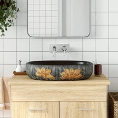 Νιπτήρας Οβάλ Γκρι και Μαύρος 59 x 40 x 14 εκ. Κεραμικός 155107