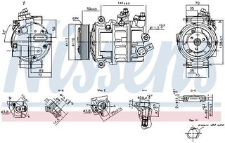 ΚΟΜΠΡΕΣΕΡ A/C-VAG TRANSPORTER VI(SGA,SGH) 2.0 TDI 15- NISSENS 890893