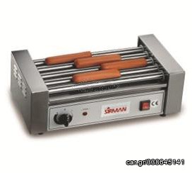 Ψηστιέρα hot-dog GW-7. Με 7 ανοξείδωτους κυλίνδρους. Ισχύς 1400W. Διαστάσεις 560Χ300Χ170mm H. Ιταλική SIRMAN