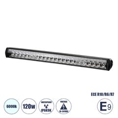 GloboStar® 85333 E9 Mark Vehicle - JEEP & Forklift LED Bar - Μπάρα Εργασίας για Οχήματα - JEEP & Περονοφόρα - Κλαρκ LED 120W DC 10-30V Αδιάβροχη IP6K9K Ψυχρό Λευκό 6000K Μ50 x Π6 x Υ5cm
