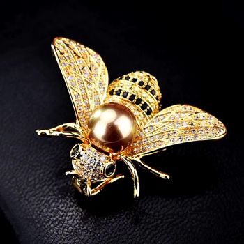 γυναικεια καρφιτσα μελισσα σε χρυσο και ασημι χρωμα