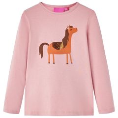 Μπλουζάκι Παιδικό Μακρυμάνικο Σχέδιο με Πόνι Ανοιχτό Ροζ 92