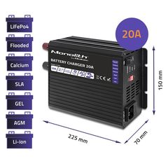 ΕΞΥΠΝΟΣ ΦΟΡΤΙΣΤΗΣ ΜΠΑΤΑΡΙΑΣ LiFePO4, AGM, GEL, SLA, 20Α, 12V