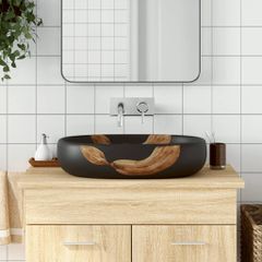 Νιπτήρας Οβάλ Μαύρος 59x40x14 εκ. Κεραμικός 155106