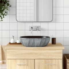 Νιπτήρας Οβάλ Μαύρος και Γκρι 47 x 33 x 13 εκ. Κεραμικός 155068