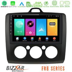 Bizzar FR8 Series Ford Focus Manual AC 8core Android13 2+32GB Navigation Multimedia 9" (Μαύρο Χρώμα)