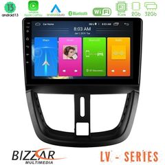 Bizzar LV Series Peugeot 207 4Core Android 13 2+32GB Navigation Multimedia Tablet 9"