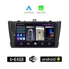 TOYOTA AVENSIS (2009 - 2016) Android οθόνη αυτοκίνητου 4+64GB με GPS WI-FI (ηχοσύστημα αφής 9" ιντσών Apple CarPlay Android Auto 4GB Car Play Youtube Playstore MP3 USB Radio Bluetooth Mirrorlink