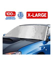 Εξωτερική Ηλιοπροστασία X-Large Μ195-147 Χ Υ110 cm για το Παρμπρίζ από Ύφασμα 3 Στρώσεων και Ρινίσματα Αλουμινίου σε ασημί χρώμα