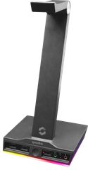 Speedlink - EXCELLO Illuminated Headset Stand, 3-Port USB 2.0 Hub, integrated Soundcard, black / Electronics