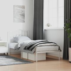 Πλαίσιο Κρεβατιού με Κεφαλάρι Λευκό 90 x 200 εκ. Μεταλλικό
