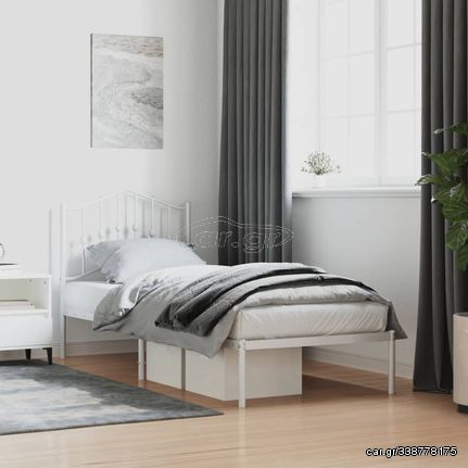 Πλαίσιο Κρεβατιού με Κεφαλάρι Λευκό 90 x 200 εκ. Μεταλλικό
