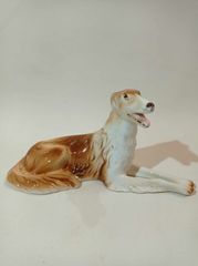 Χειροποίητο διακοσμητικό φιγούρα σκύλου μπορζόι εξαιρετικής πορσελάνης ROYAL DUX της δεκαετίας του '50.