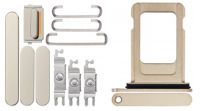 For iPhone/iPad (AP14PM0911GO) Keyset + Simcard Tray - Gold, For iPhone 14 Pro Max