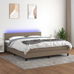 ΚΡΕΒΑΤΙ BOXSPRING ΜΕ ΣΤΡΩΜΑ & LED TAUPE 160X200 ΕΚ. ΥΦΑΣΜΑΤΙΝΟ 3133329