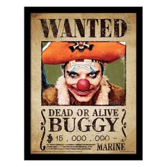 Κάδρο Buggy Wanted Poster - One Piece (40.5 x 30.5 cm)