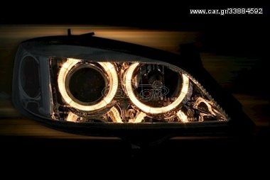 Φανάρια εμπρός angel eyes για Opel Astra G (1998-2004) - μαύρα