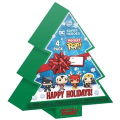 Funko Pocket Pop! 4-Pack Keychain DC Heroes - Happy Holidays Tree Box (Glows in the Dark) (Diamond Collection) Vinyl Figures