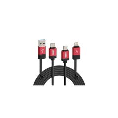 ΚΑΛΩΔΙΟ ΦΟΡΤΙΣΗΣ ΚΑΙ ΣΥΓΧΡΟΝΙΣΜΟΥ USB TYPE C-MICRO USB-USB 3.0-APLLE 8 PIN 100cm (ΚΟΚΚΙΝΟ) RED LINE