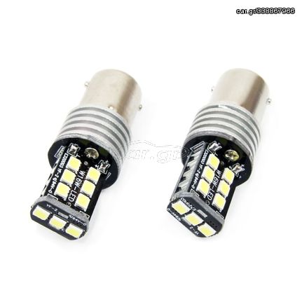 P21W 1156 12-24V 7.5W 6.000K 800lm ΛΑΜΠΑ LED CANBUS 15SMD 2835 AMiO - 2 ΤΕΜ.