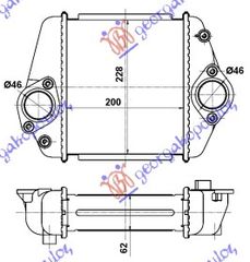 ΨΥΓΕΙΟ INTERCOOLER 2.2 DI ΠΕΤΡΕΛΑΙΟ (200x230x62) για MAZDA 6 08-13