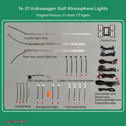 Digital iQ Ambient Light VW GOLF 7 mod. 2013-2021, 17 Lights