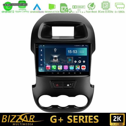 Bizzar G+ Series Ford Ranger 2012-2016 8core Android12 6+128GB Navigation Multimedia Tablet 9"