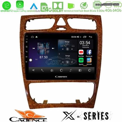 Cadence X Series Mercedes C Class (W203) 8core Android12 4+64GB Navigation Multimedia 9" (Wooden Style)