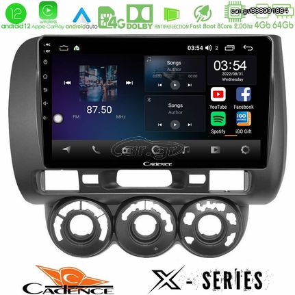 Cadence X Series Honda Jazz 2002-2008 (Manual A/C) 8core Android12 4+64GB Navigation Multimedia Tablet 9"